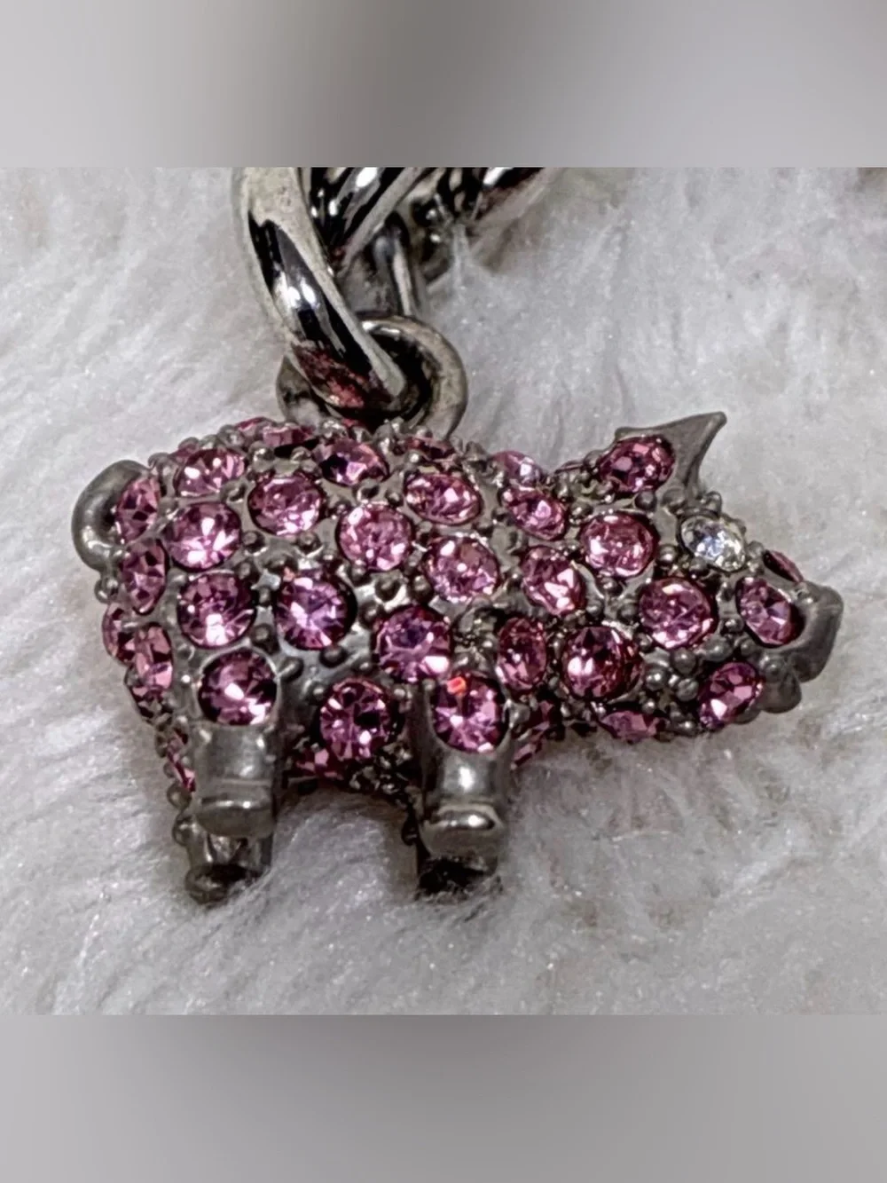 Coach Y2K Swarovski Pig Key Fob EUC
